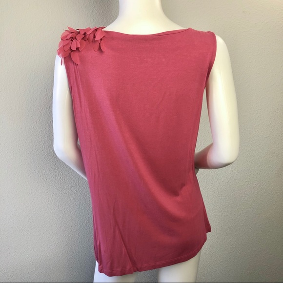 Anne Klein Large Pink Sleeveless Top with Petals - Picture 5 of 6